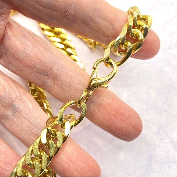 Gold Curb Chain 20" Unisex Gender Neutral Heavy - Picture 6 of 7